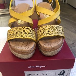 Salvatore Ferragamo Gioela Yellow Espadrille Wedge
